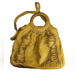 Gustto Mustard Yellow Fringe Cut Bag